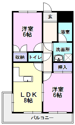 愛知県岡崎市　賃貸マンション　2LDK間取り図